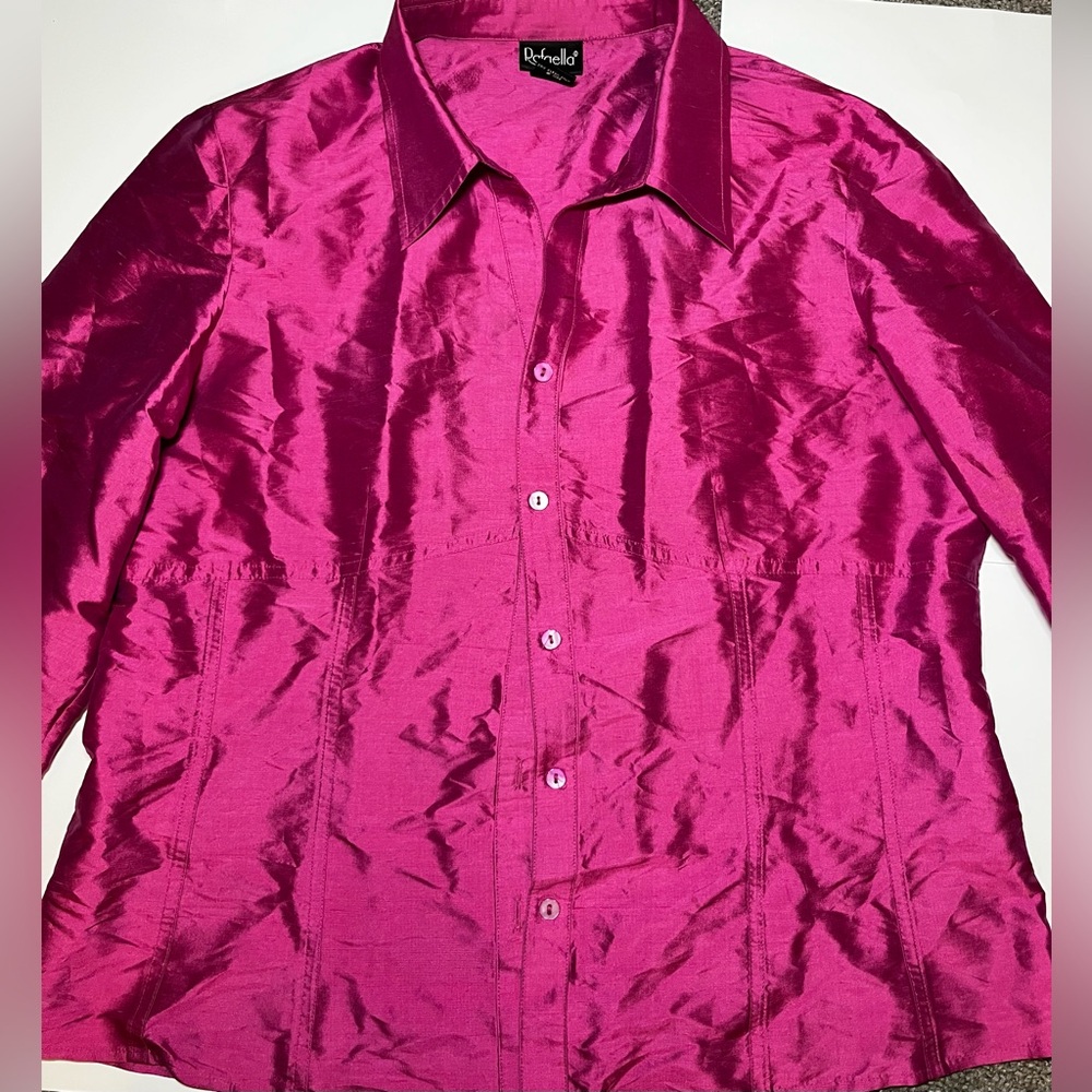 Rafaella Women’s Fuchsia Silk Blouse Size 14